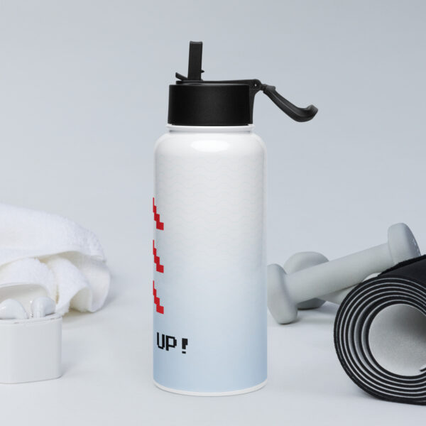 Stainless steel water bottle with a straw lid